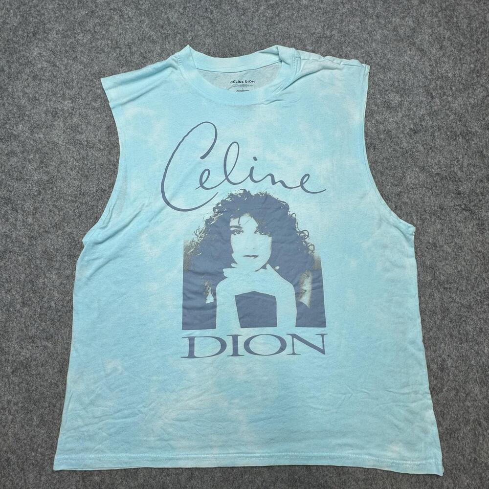 Celine Dion Shirt Mens Large Blue Tie Dye Sleeveless Babd Tank Music Pop